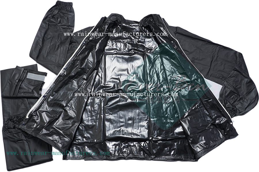 Mountain Bike Waterproof Jacket-Bike Waterproof Pant-Motorcycle Rain Gear-Heavy Duty Rain Gear for Work-Black PVC Mac